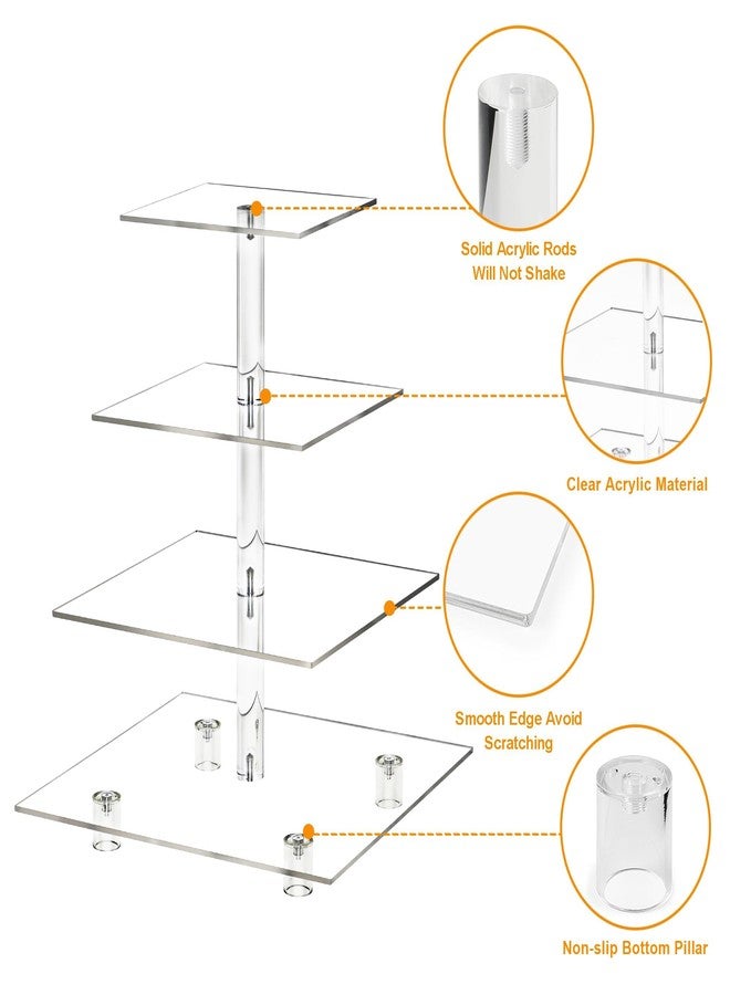LoveDisplay Cupcake Stand, 4 Tier Cupcake Stand for 50 Cupcakes, Square Tiered Cupcake Tower, Clear Acrylic Cupcake Holder, Dessert Stands for Party, Wedding, Birthday, Baby Shower, Halloween - Image 5