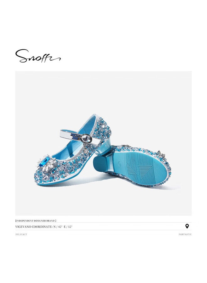 Snoffy Children's Shoes, Girls' Crystal High Heels For Spring, Fashionable Performance Shoes For Princesses, Aisha Blue, Size 26 - Image 4