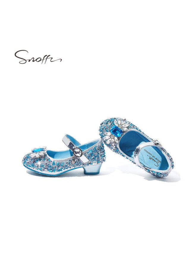 Snoffy Children's Shoes, Girls' Crystal High Heels For Spring, Fashionable Performance Shoes For Princesses, Aisha Blue, Size 26 - Image 5