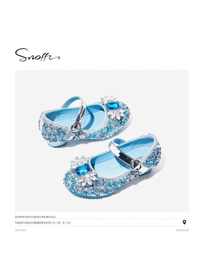 Snoffy Children's Shoes, Girls' Crystal High Heels For Spring, Fashionable Performance Shoes For Princesses, Aisha Blue, Size 26 - Image 3