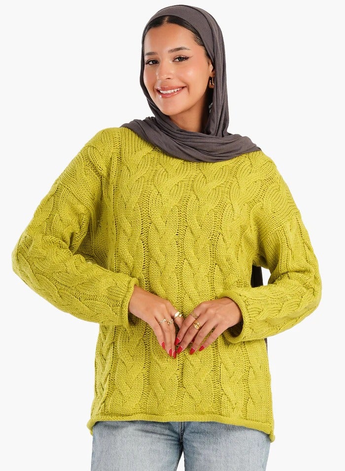 Carina Cable Knitted Round Neck Pullover - Image 1