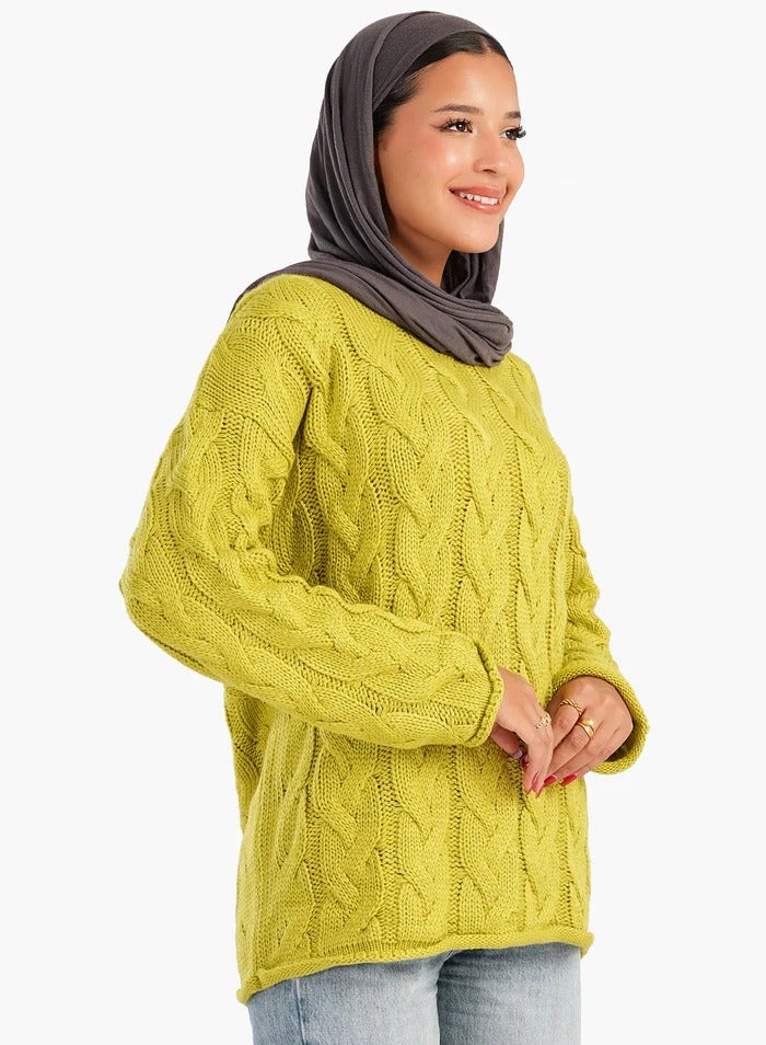 Carina Cable Knitted Round Neck Pullover - Image 2