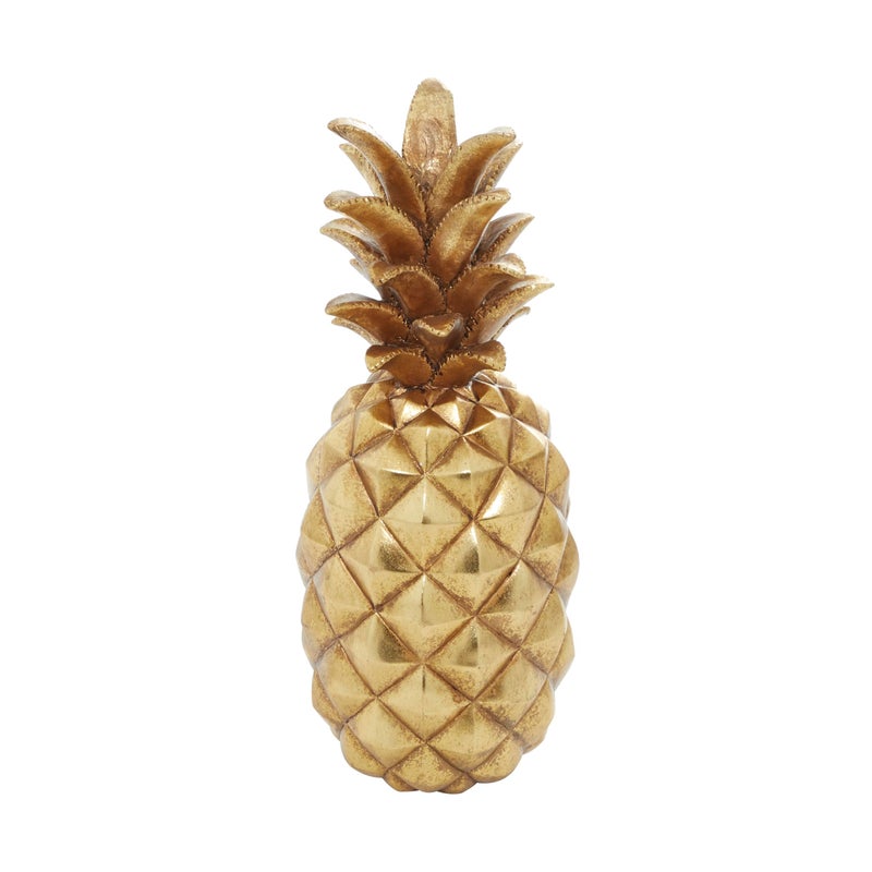 Deco 79 Polystone Fruit Decorative Sculpture Pineapple Home Decor Statue, Accent Figurine 7" x 7" x 18", Gold - Image 2