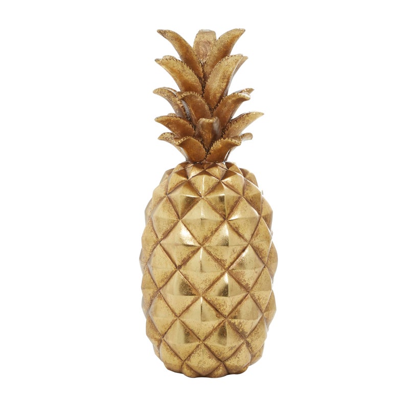 Deco 79 Polystone Fruit Decorative Sculpture Pineapple Home Decor Statue, Accent Figurine 7" x 7" x 18", Gold - Image 1