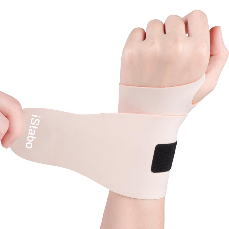 iStabo Wrist Brace Support for Carpal Tunnel Pain Relief, Ultra Thin Elastic for Tear, Ulnar Wrist wraps Repetitive Wrist Use Injury, Fit Left or Right Hand, Small and Medium Hands Sizes - Image 1