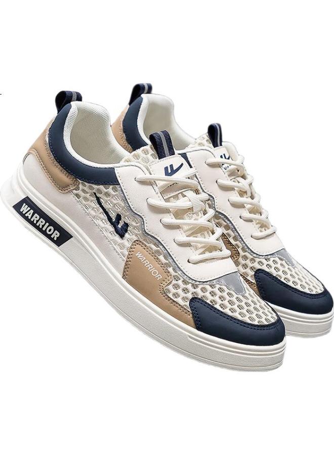Pull Back Warrior Official Men's White Shoes Men's Spring New Style Board Shoes Men's Trendy Sports Shoes Mica Blue Mesh 43 - Image 3