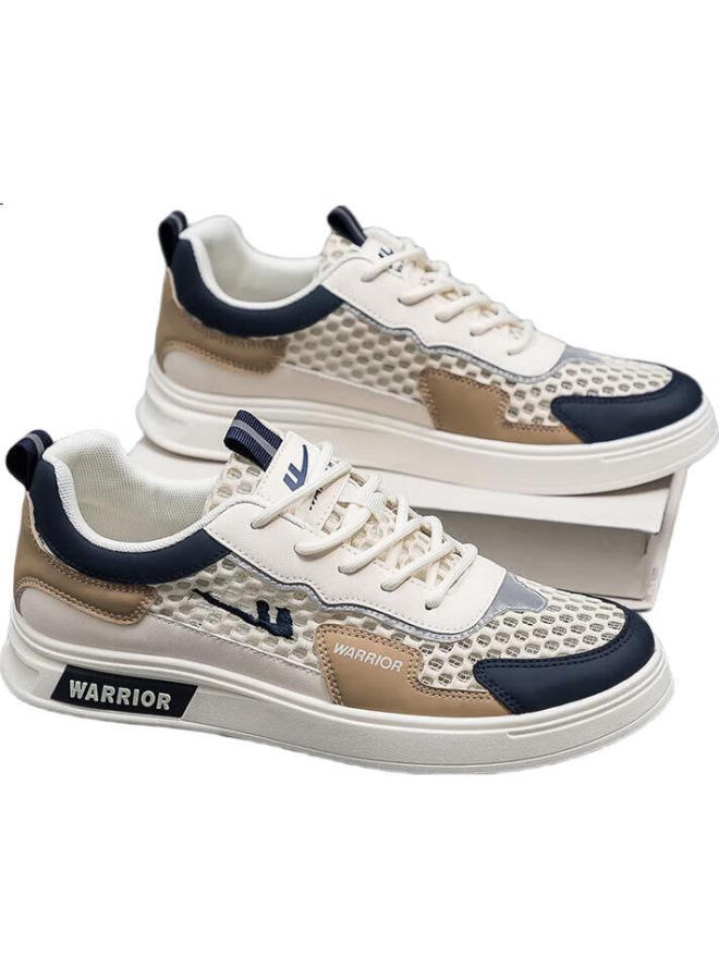 Pull Back Warrior Official Men's White Shoes Men's Spring New Style Board Shoes Men's Trendy Sports Shoes Mica Blue Mesh 43 - Image 2