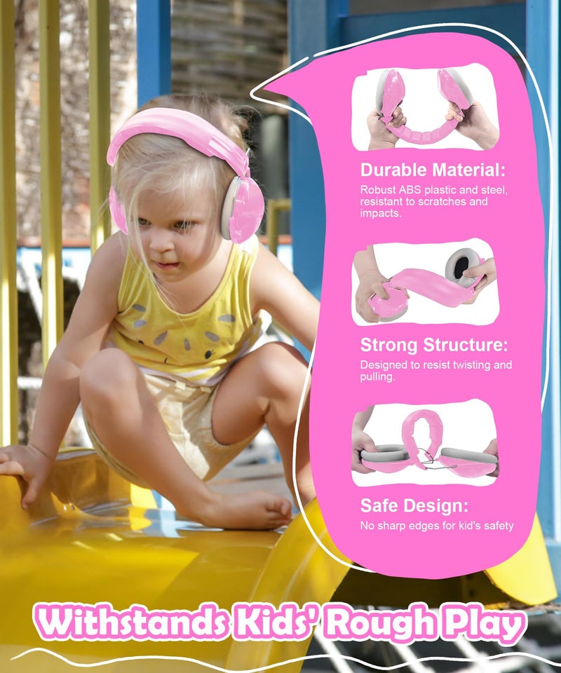 PROHEAR 032 2.0 Noise Cancelling Headphones for Kids - 25dB Noise Reduction - Adjustable Sensory Ear Protection Muffs for Concert, Fireworks, Monster Truck Shows, School - Bunny Nose Pink - Image 5
