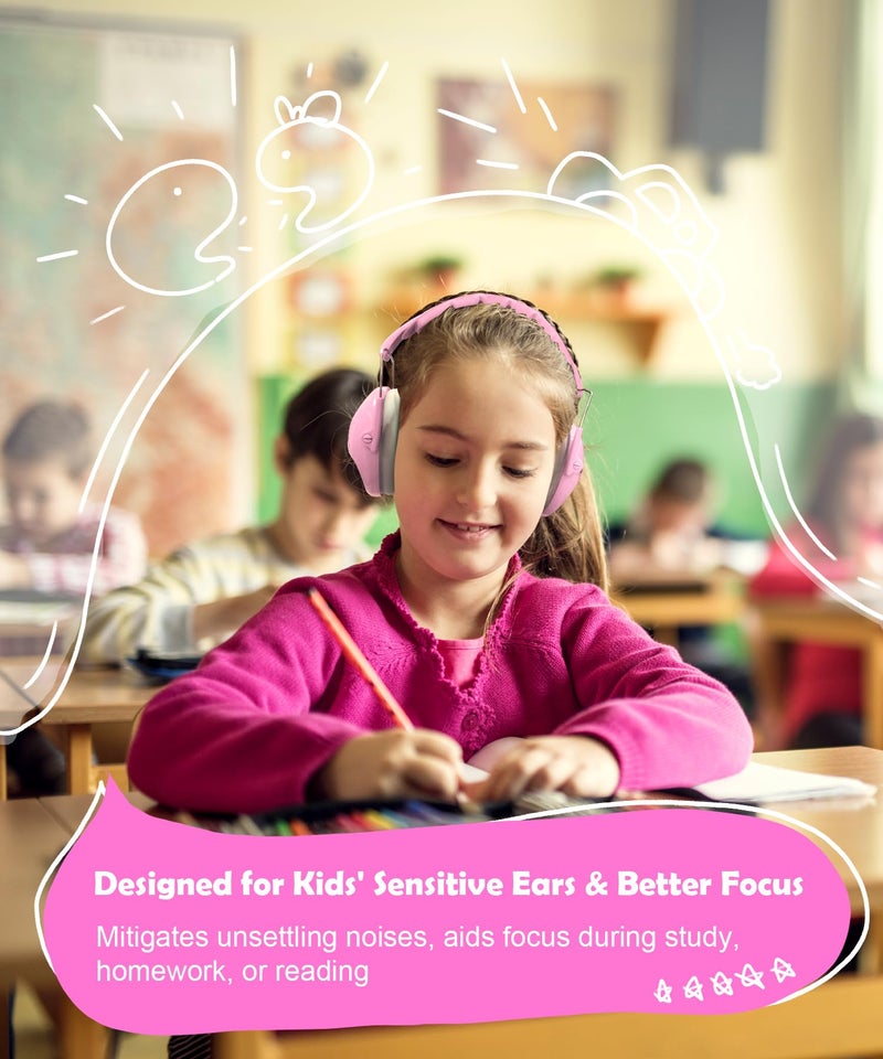 PROHEAR 032 2.0 Noise Cancelling Headphones for Kids - 25dB Noise Reduction - Adjustable Sensory Ear Protection Muffs for Concert, Fireworks, Monster Truck Shows, School - Bunny Nose Pink - Image 3