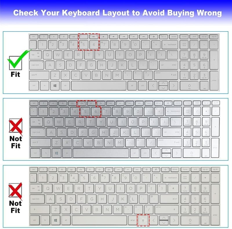 Oaky Keyboard Skin Cover for HP Pavilion 15.6 Series HP 15t, 15-dw. 15-dy, dy, da, db, bw, bs, cd, cc sd cs cw ds ef ec gw Series and Hp Envy 17M 17z 17-by 17-bs Series - TPU Clear - Image 2