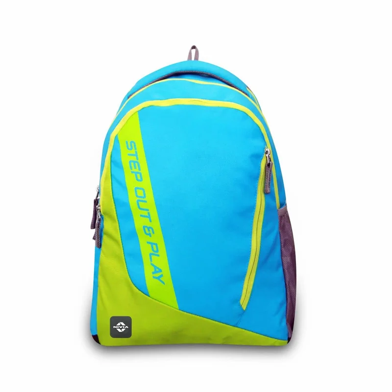 نيفيا Nivia Side Ribbon School Bag - Sky Blue/Green