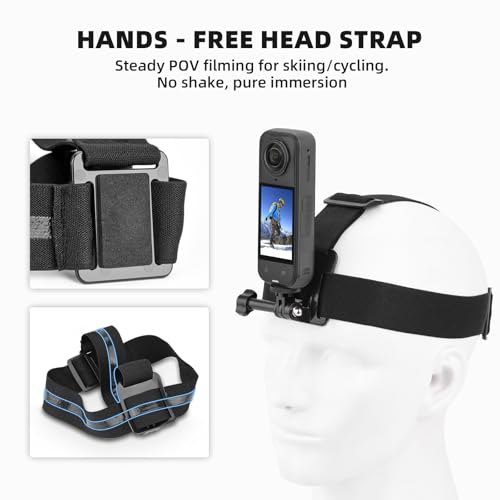 BRDRC Accessories Kit for Insta 360 X5 X4 Air, Chest Mount Head Strap Harness Backpack Clip Holder Wrist Strap, 360°Rotating Adapter + Quick Release for Insta360 One X5 X4 X3 X Camera Accessory Bundle - Image 4