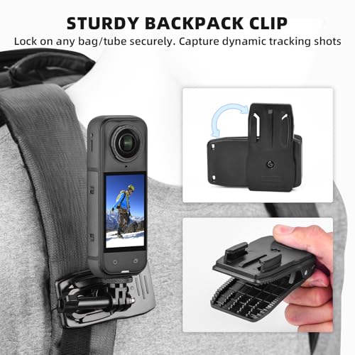 BRDRC Accessories Kit for Insta 360 X5 X4 Air, Chest Mount Head Strap Harness Backpack Clip Holder Wrist Strap, 360°Rotating Adapter + Quick Release for Insta360 One X5 X4 X3 X Camera Accessory Bundle - Image 5