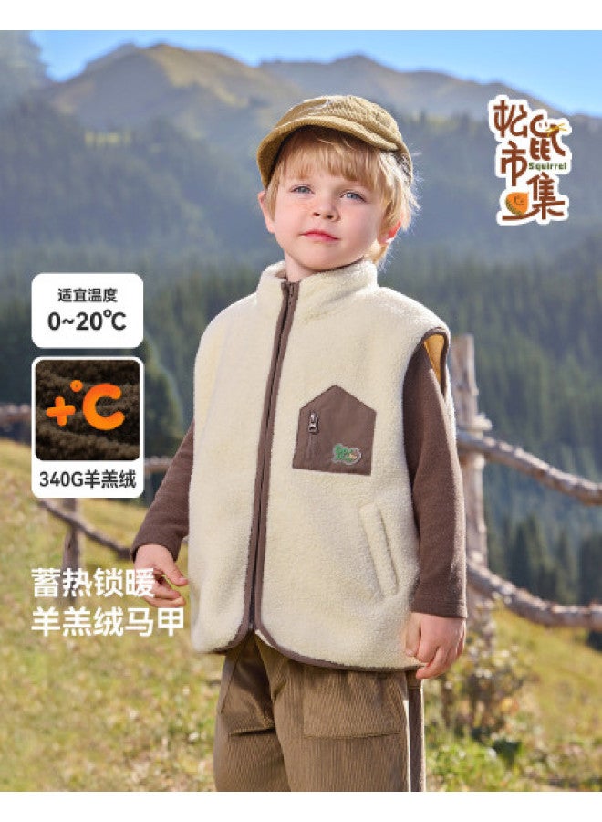 Boys' Vest Autumn Winter Style Baby Lamb Fleece Sleeveless Vest Fleece Lined Thickened Autumn Clothing 2025 New Girls' - Image 1