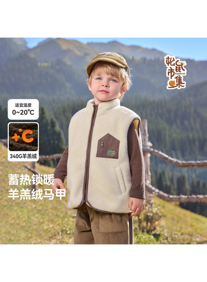 Boys' Vest Autumn Winter Style Baby Lamb Fleece Sleeveless Vest Fleece Lined Thickened Autumn Clothing 2025 New Girls' - Image 2