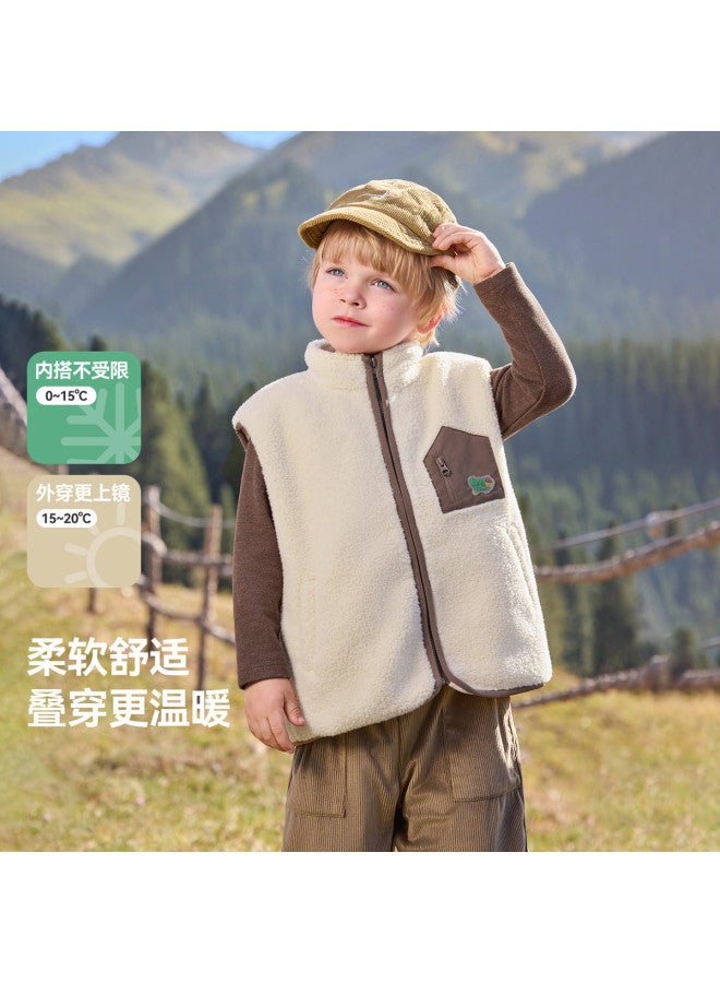 Boys' Vest Autumn Winter Style Baby Lamb Fleece Sleeveless Vest Fleece Lined Thickened Autumn Clothing 2025 New Girls' - Image 3