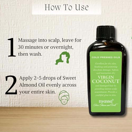 NYASSA 100% Pure & Natural Cold Pressed Coconut Oil 100ml | For Cooking, Skin, Hair & Baby Care | Undiluted Coconut Oil for Strong Hair, Scalp Nourishment & Deep Hydration - Image 5