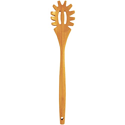 Totally Bamboo 14" Spaghetti Spoon – Natural Bamboo Pasta Server with Teeth | Eco-Friendly, Nonstick Safe, Durable Kitchen Utensil - Image 1