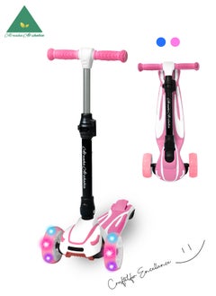 AL-WAHA AL-ZHABIA 3-Wheel Safe Kick Scooter for Kids 3-12 Years | Adjustable Height Foldable | LED Light-Up PU Wheels | 110 Lbs Capacity | Shock Absorption & Lean Steering | Boys & Girls  - Image 1