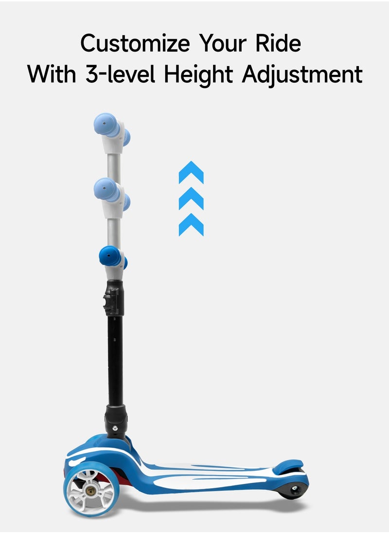 AL-WAHA AL-ZHABIA - 3-Wheel Safe Kick Scooter for Kids 3-12 Years | Adjustable Height Foldable | LED Light-Up PU Wheels | 110 Lbs Capacity | Shock Absorption & Lean Steering | Boys & Girls - Image 1