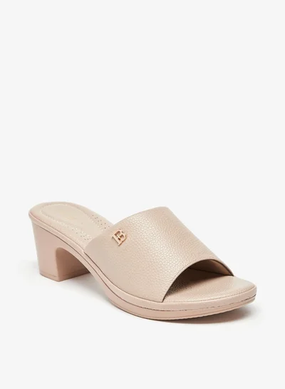 Flora Bella By Shoexpress Womens Textured Slip-On Sandals With Block Heels