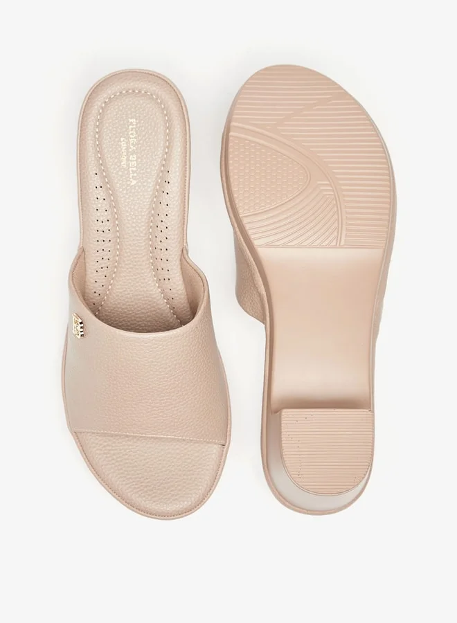 Flora Bella By Shoexpress Womens Textured Slip-On Sandals With Block Heels