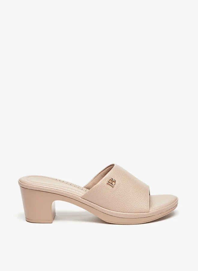 Flora Bella By Shoexpress Womens Textured Slip-On Sandals With Block Heels