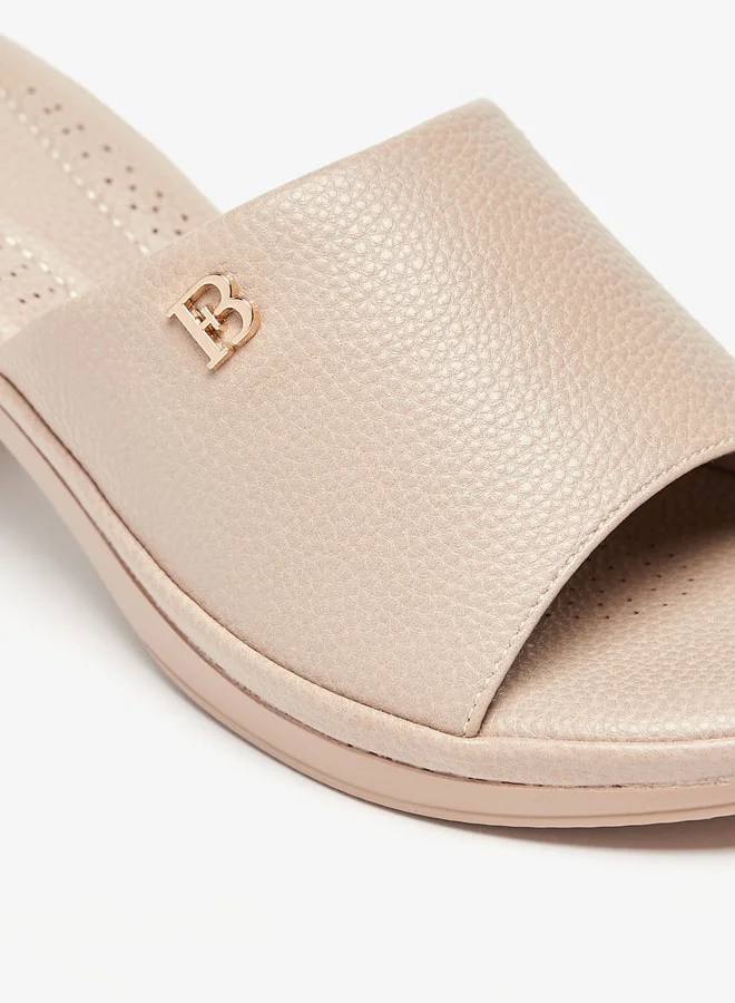 Flora Bella By Shoexpress Womens Textured Slip-On Sandals With Block Heels