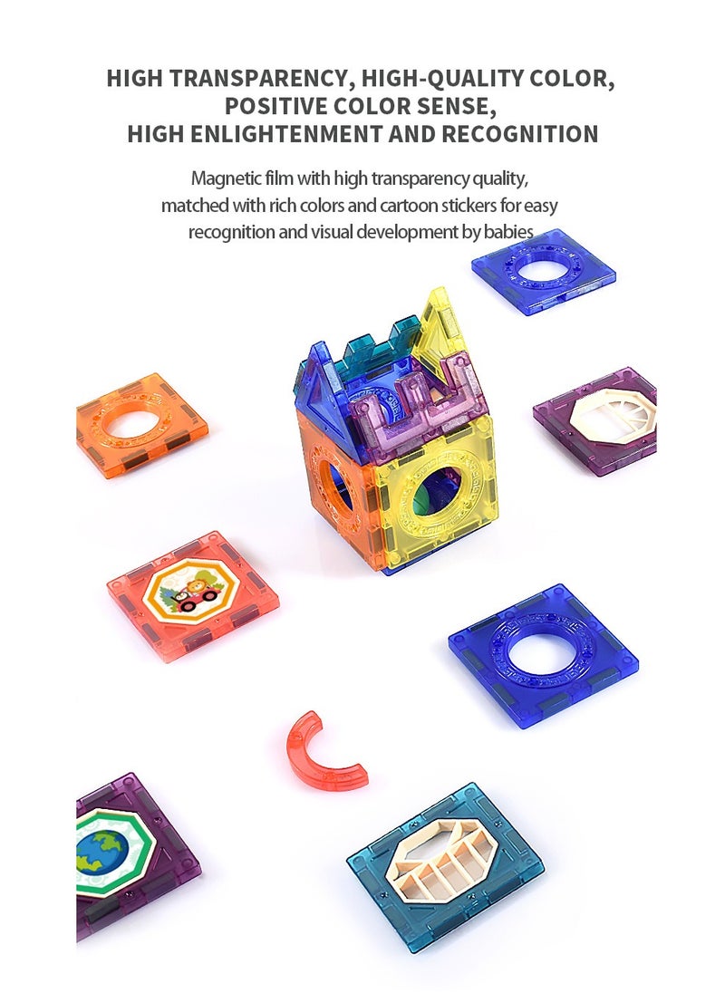107Pcs Magnetic Building Block Set,Building Block Educational Toys,Color window magnetic piece, educational toy building blocks to build,Pipe, track, slide ball magnetic building blocks, splicing toys thinking children's toy, assembly DIY set  - Image 5