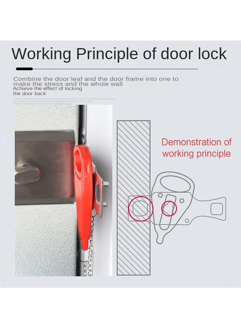 HW Portable Travel Door Lock, No Drilling Required, Quick Installation, Lightweight and Portable, Perfect for Hotel Rooms, Apartments, Ideal Gift for Travelers, Women, Renters(1 Red) - Image 3