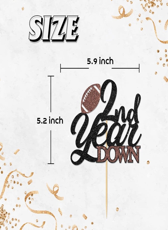 Helewilk 2nd Year Down Cake Topper, Football Cake Decor for Boys Girls 2nd Birthday/Baby Shower Party Decoration, Sports Theme Two Years Birthday Party Cake Decor, Football Birthday Party Supplies - Image 2
