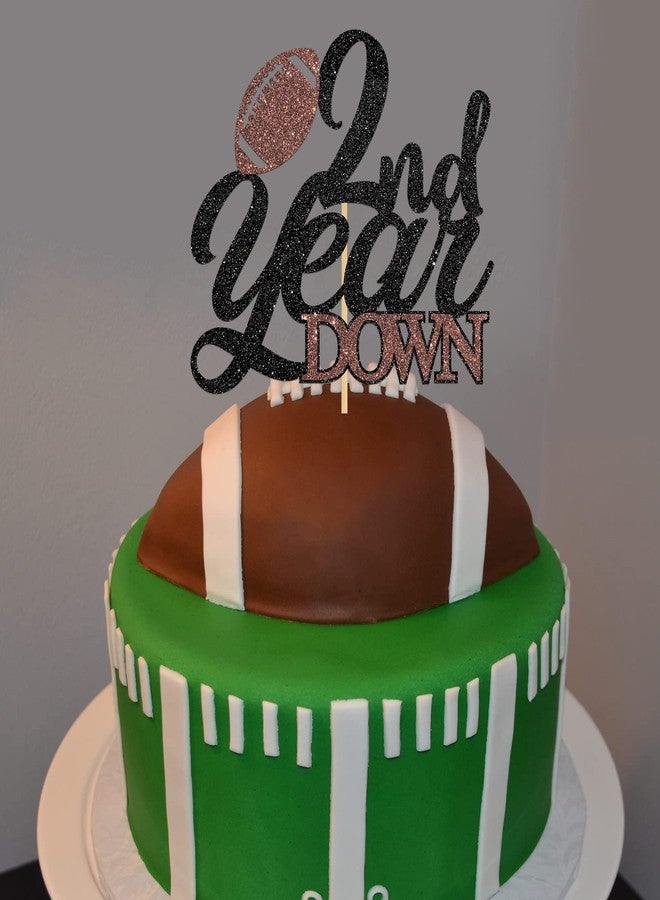 Helewilk 2nd Year Down Cake Topper, Football Cake Decor for Boys Girls 2nd Birthday/Baby Shower Party Decoration, Sports Theme Two Years Birthday Party Cake Decor, Football Birthday Party Supplies - Image 5