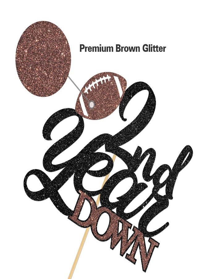 Helewilk 2nd Year Down Cake Topper, Football Cake Decor for Boys Girls 2nd Birthday/Baby Shower Party Decoration, Sports Theme Two Years Birthday Party Cake Decor, Football Birthday Party Supplies - Image 3