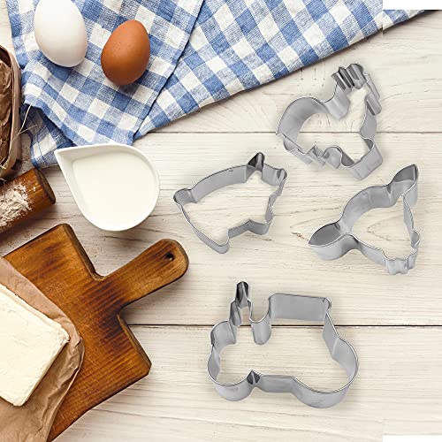 TOSPARTY 10 PCS Farm Cookie Cutter Set with Recipe Booklet Rooster Cow Pig Lamb Horse Barn and Tractor Cow Face Milk Bottle Bull head - Image 3