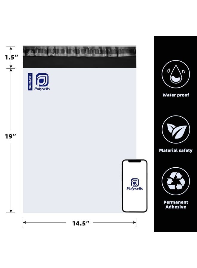 POLYSELLS Poly Mailers Shipping Envelopes, Strong Adhesive Sealing, Waterproof, and Tear-resistant Postal Mailing Bags. Mailer Bags for clothing, books, and accessories. (White, 14.5x19 Inch, 100 pc) - Image 2