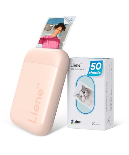 Liene Photo Printer, 2x3 Mini Instant Portable Color Mono Picture Printer w/ 50 Zink Adhesive Paper, Bluetooth 5.0, Compatible w/iOS & Android, Small Photo Maker for iPhone, Smartphones, Pink - Image 1
