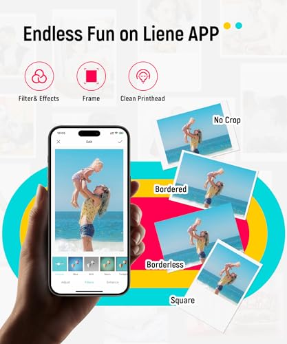 Liene Photo Printer, 2x3 Mini Instant Portable Color Mono Picture Printer w/ 50 Zink Adhesive Paper, Bluetooth 5.0, Compatible w/iOS & Android, Small Photo Maker for iPhone, Smartphones, Pink - Image 4