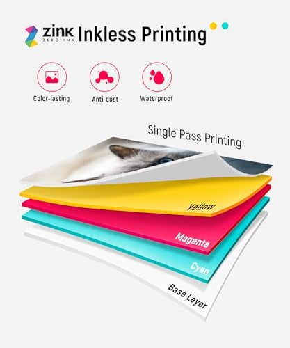Liene Photo Printer, 2x3 Mini Instant Portable Color Mono Picture Printer w/ 50 Zink Adhesive Paper, Bluetooth 5.0, Compatible w/iOS & Android, Small Photo Maker for iPhone, Smartphones, Pink - Image 3