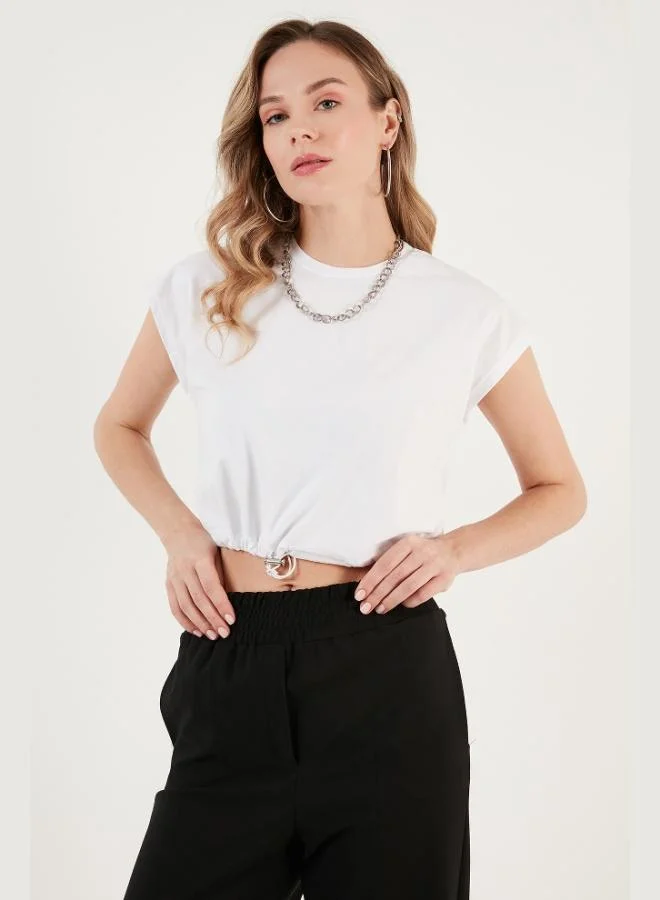 Lela Lela Crew Neck 100% Cotton Crop T Shirt Women's T SHIRT 5865587