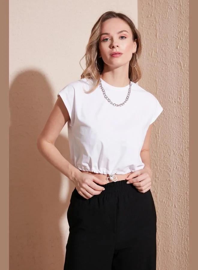 Lela Lela Crew Neck 100% Cotton Crop T Shirt Women's T SHIRT 5865587