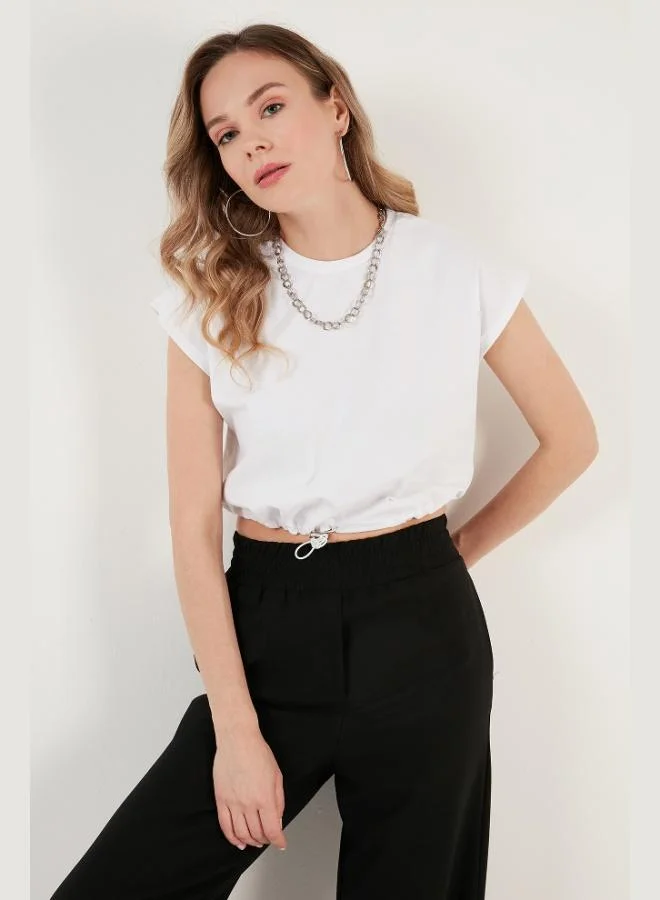 Lela Lela Crew Neck 100% Cotton Crop T Shirt Women's T SHIRT 5865587