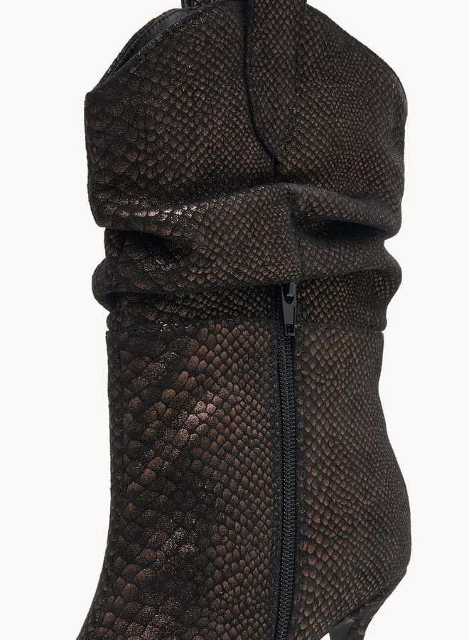 Celeste Women's Textured High Shaft Boots with Zip Closure
