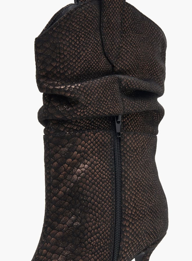 Celeste Women's Textured High Shaft Boots with Zip Closure  - Image 5