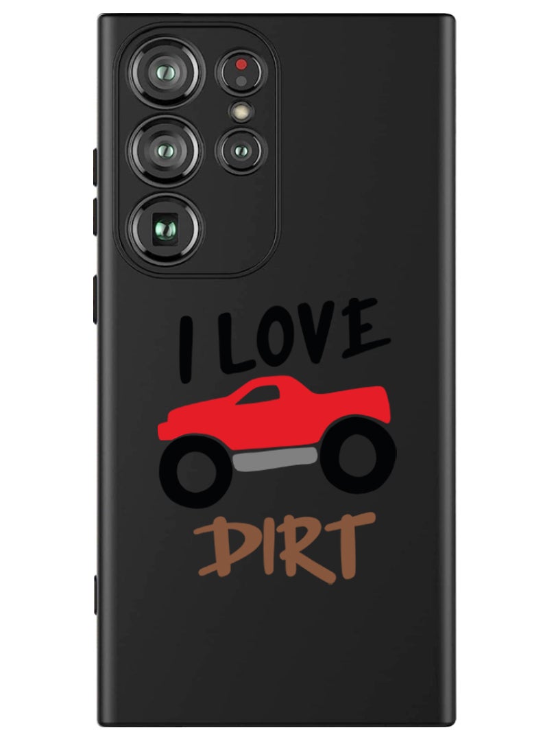 Theodor Protective Slim Fit Case Liquid Silicone Cover with Full Body Protection Anti-Scratch Shockproof Case For Samsung Galaxy S24 Ultra (Black) - I love dirt - Image 1