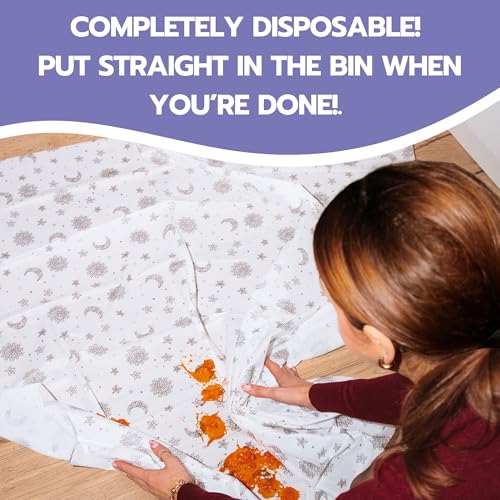 Eli with Love 30 Pack Disposable Splat Mats by Eli with Love - Extra Large 49"x49" 100% Waterproof Baby Splat Mat for Under High Chair - Plastic Mat Liner for Floor - Protect from Spills (Floral, 30 Pack) - Image 3