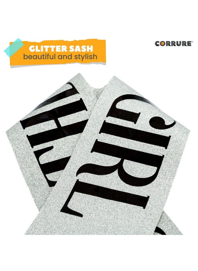 CORRURE 'Birthday Girl' Sash Glitter With Black Foil - Silver Glitter Birthday Sash for Women - Happy Birthday Sash for Sweet 16, 18th 21st 25th 30th 40th 50th or Any Other Bday Party - Image 5