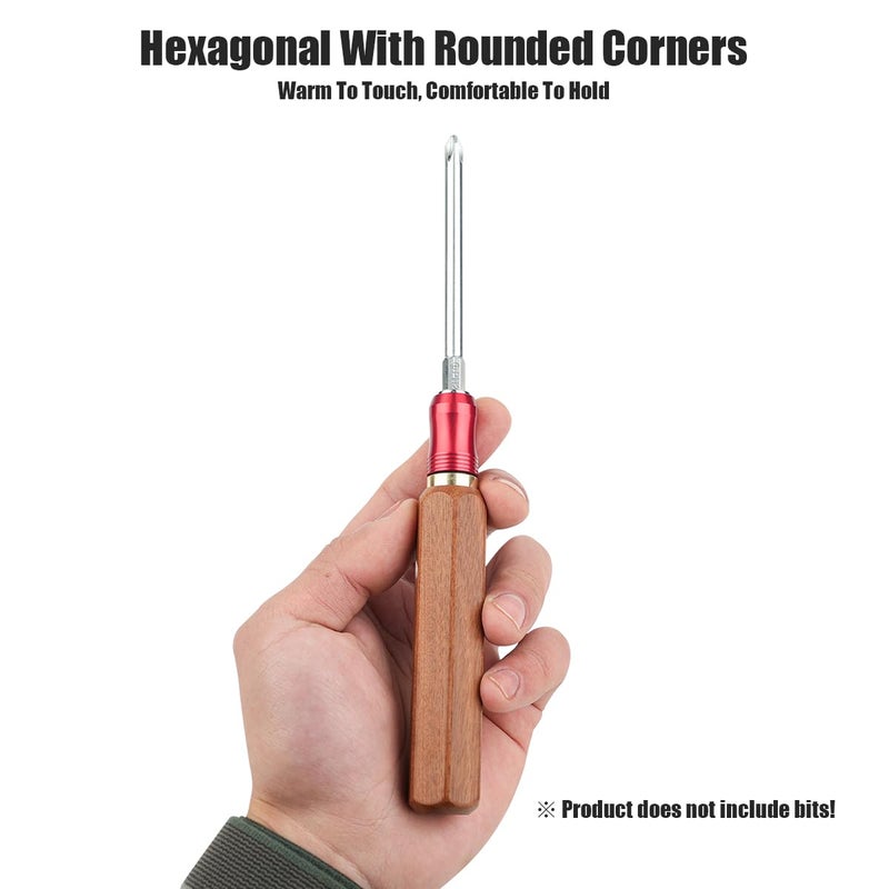 TOOLCOOL Wooden Quick Change Screwdriver Handle Magnetic 1/4 Bit Driver Handle Quick Release Bit Holder - Image 4