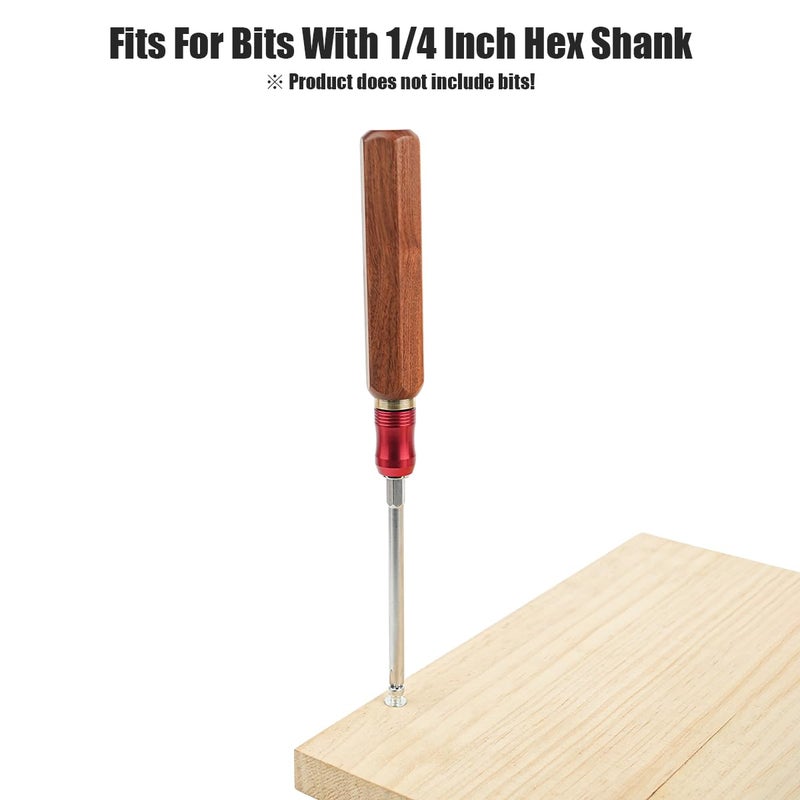 TOOLCOOL Wooden Quick Change Screwdriver Handle Magnetic 1/4 Bit Driver Handle Quick Release Bit Holder - Image 3