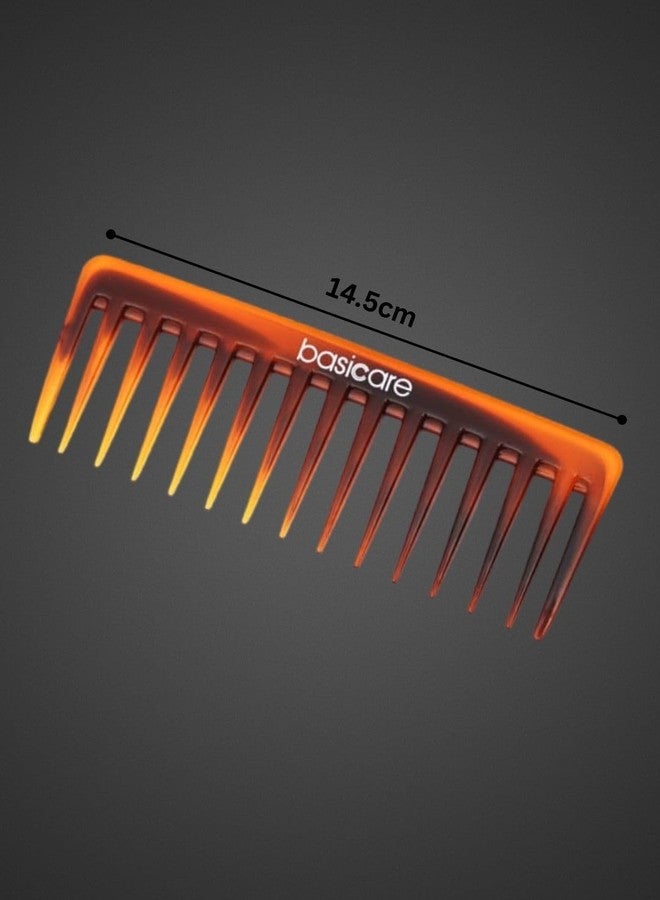 Basicare Set Of 2 Wide Teeth Wet Care Detailing Hair Comb (Brown12, 2pcs) - Image 5