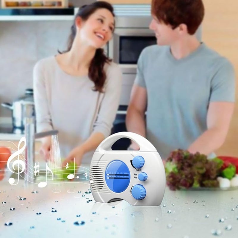 Waterproof Shower Radio AM FM Portable Adjustable Volume for Bathroom Kitchen Outdoor - Image 4